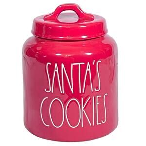 Rae Dunn Red Cookies for Santa Large Canister Jar Christmas Ceramic